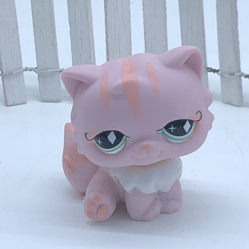 Littlest Pet Shop #460 Pink Striped Persian Diamond Eyes 2007 Hasbro LPS